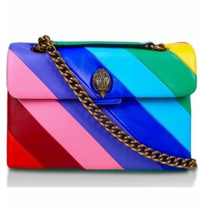 Kurt Geiger Large Rainbow Stripe Leather Kensington Shoulder Crossbody Bag